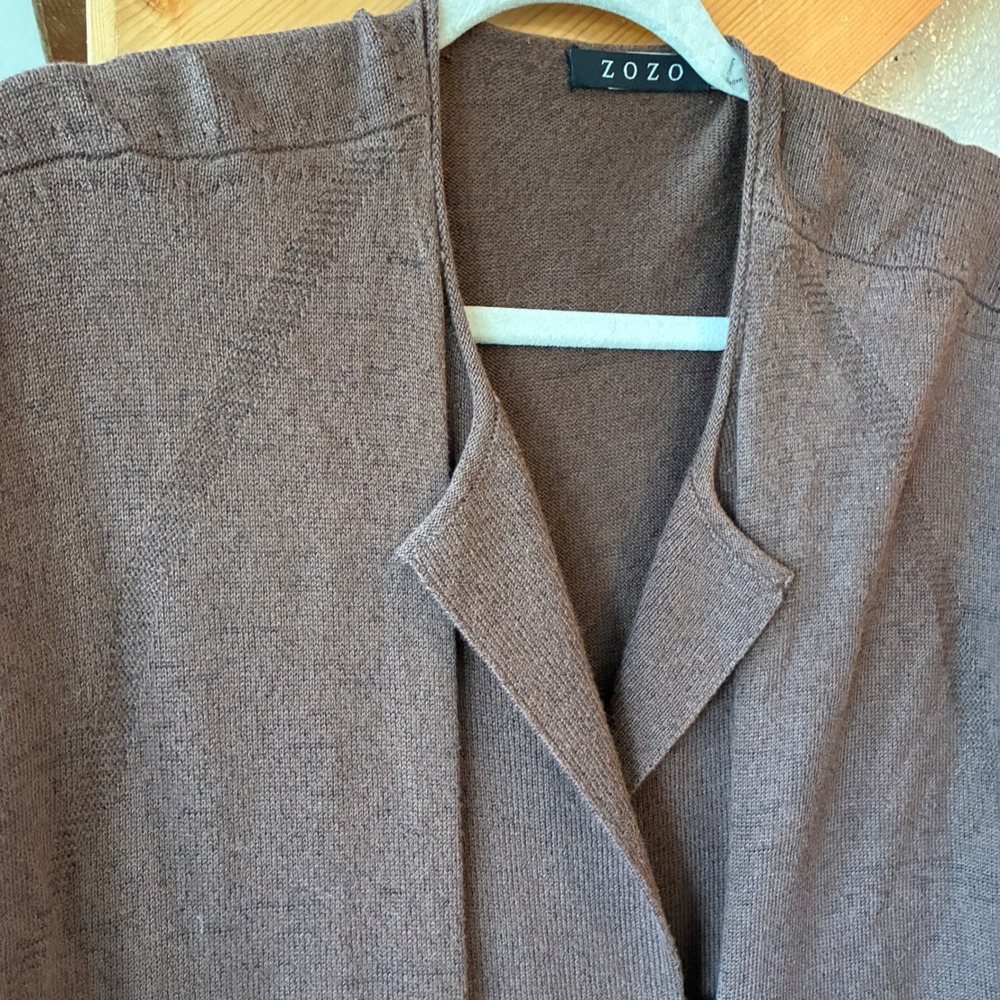 Lagenlook ZOZO Toggle Cardigan Short Sleeve Women Size L Chocolate Brown - Picture 4 of 9